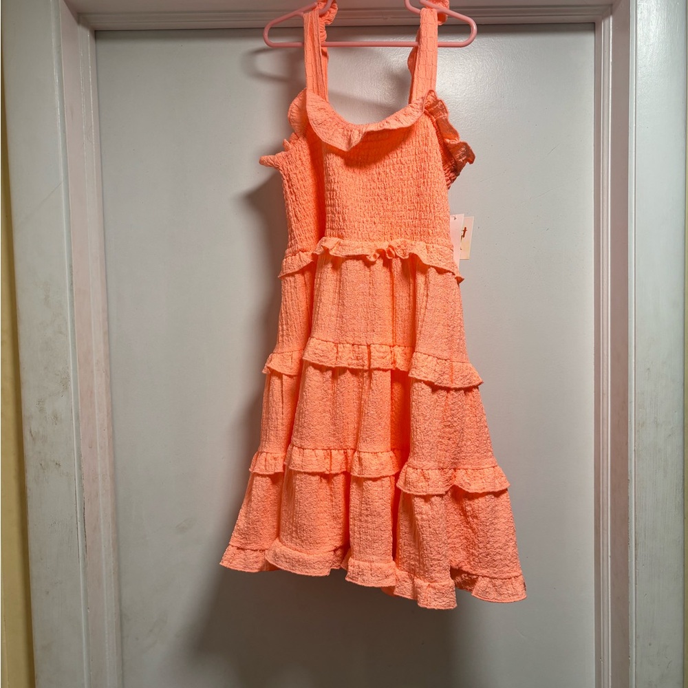 Planet Gold Kids Casual Dress in Bright Orange